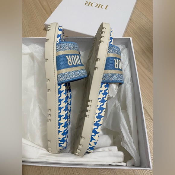 Dior Women's blue Dway Canvas Sandal slides. Size 40. NIB - Picture 5 of 6